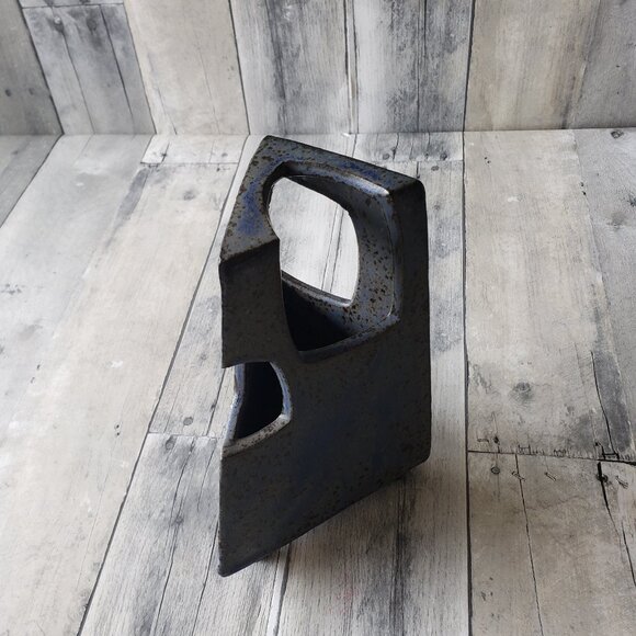 Ikebana Art Pottery Triangle Vase Signed by Artist - Picture 1 of 7